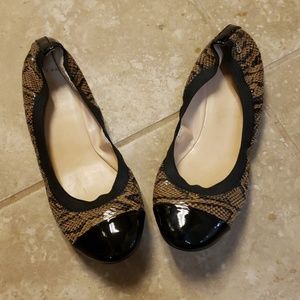 Cole Haan Snakeskin Ballet Flats black patent toe